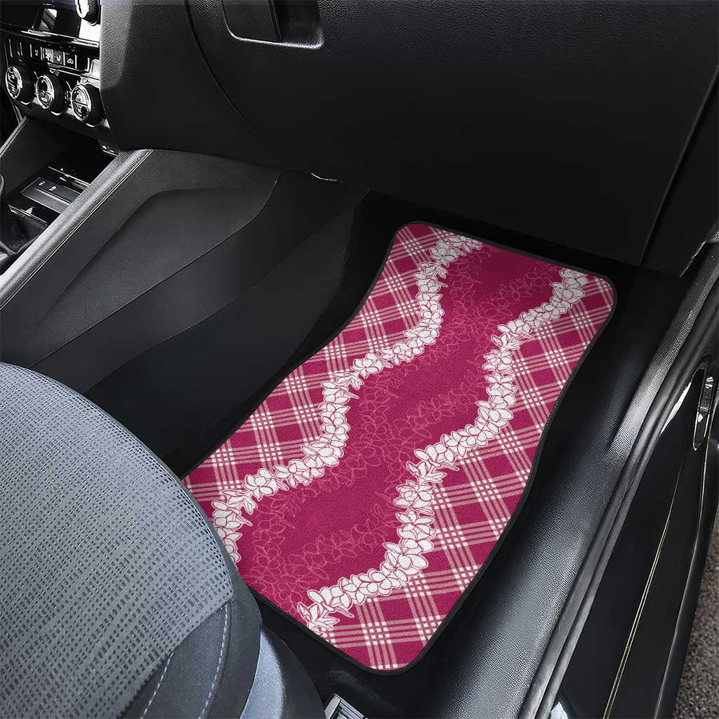 Hawaii Aloha Plumeria Lei Fuschia Palaka Car Mats - Polynesian Pride