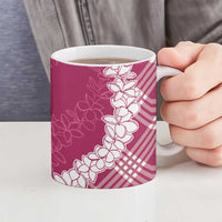 Hawaii Aloha Plumeria Lei Fuschia Palaka Ceramic Mug - Polynesian Pride