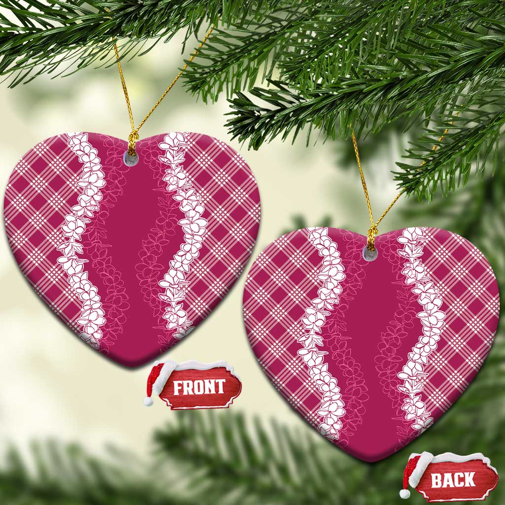 Hawaii Aloha Plumeria Lei Fuschia Palaka Ceramic Ornament - Polynesian Pride
