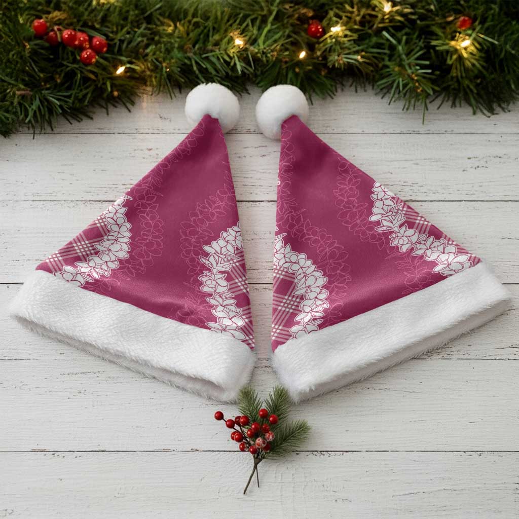 Hawaii Aloha Plumeria Lei Fuschia Palaka Christmas Santa Hat - Polynesian Pride