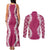 Hawaii Aloha Plumeria Lei Fuschia Palaka Couples Matching Tank Maxi Dress and Long Sleeve Button Shirt - Polynesian Pride