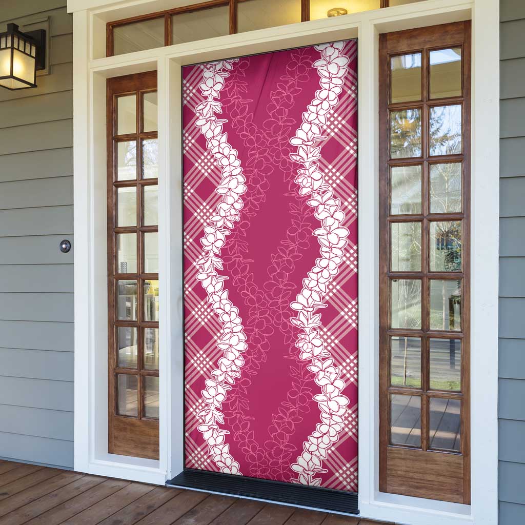 Hawaii Aloha Plumeria Lei Fuschia Palaka Door Cover - Polynesian Pride