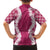 Hawaii Aloha Plumeria Lei Fuschia Palaka Family Matching Long Sleeve Bodycon Dress and Hawaiian Shirt - Polynesian Pride