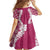 Hawaii Aloha Plumeria Lei Fuschia Palaka Family Matching Long Sleeve Bodycon Dress and Hawaiian Shirt - Polynesian Pride