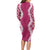Hawaii Aloha Plumeria Lei Fuschia Palaka Family Matching Long Sleeve Bodycon Dress and Hawaiian Shirt - Polynesian Pride