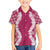 Hawaii Aloha Plumeria Lei Fuschia Palaka Family Matching Long Sleeve Bodycon Dress and Hawaiian Shirt - Polynesian Pride