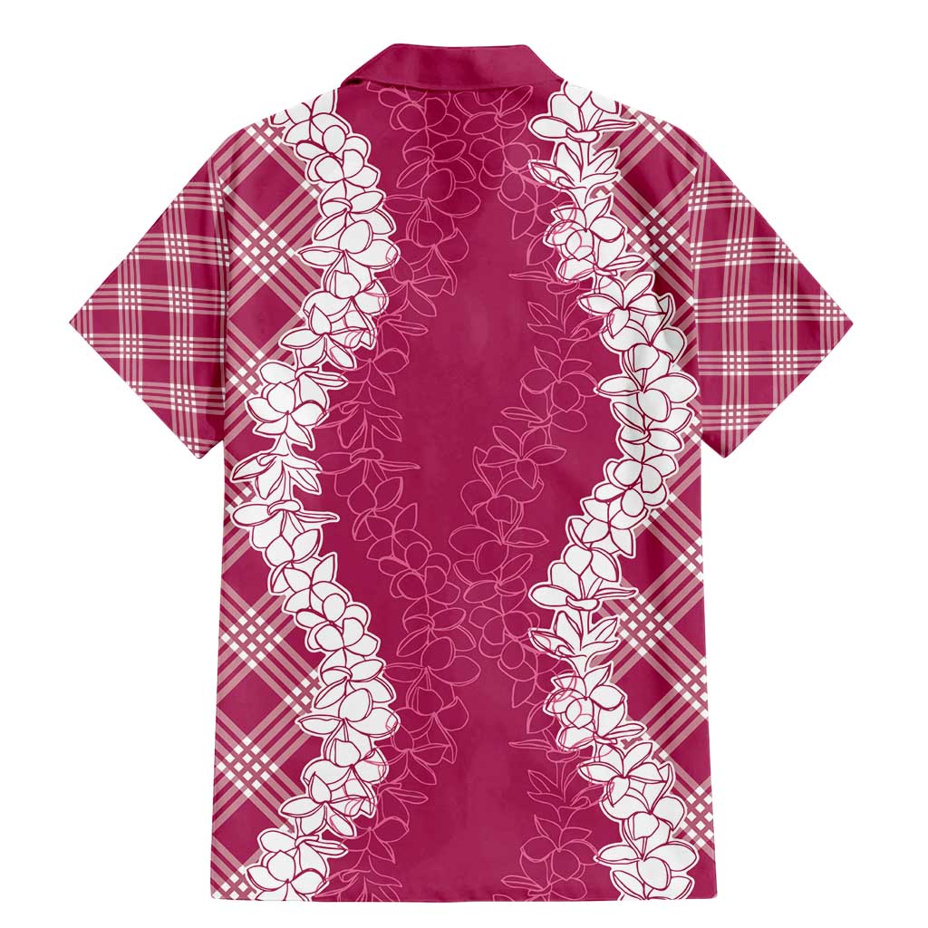 Hawaii Aloha Plumeria Lei Fuschia Palaka Family Matching Mermaid Dress and Hawaiian Shirt - Polynesian Pride