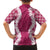 Hawaii Aloha Plumeria Lei Fuschia Palaka Family Matching Off The Shoulder Long Sleeve Dress and Hawaiian Shirt - Polynesian Pride