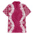 Hawaii Aloha Plumeria Lei Fuschia Palaka Family Matching Off The Shoulder Long Sleeve Dress and Hawaiian Shirt - Polynesian Pride