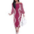 Hawaii Aloha Plumeria Lei Fuschia Palaka Family Matching Off The Shoulder Long Sleeve Dress and Hawaiian Shirt - Polynesian Pride