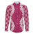 Hawaii Aloha Plumeria Lei Fuschia Palaka Family Matching Short Sleeve Bodycon Dress and Hawaiian Shirt - Polynesian Pride