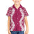 Hawaii Aloha Plumeria Lei Fuschia Palaka Family Matching Short Sleeve Bodycon Dress and Hawaiian Shirt - Polynesian Pride