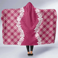 Hawaii Aloha Plumeria Lei Fuschia Palaka Hooded Blanket - Polynesian Pride