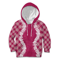 Hawaii Aloha Plumeria Lei Fuschia Palaka Kid Hoodie - Polynesian Pride