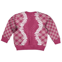 Hawaii Aloha Plumeria Lei Fuschia Palaka Kid Ugly Christmas Sweater - Polynesian Pride