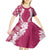 Hawaii Aloha Plumeria Lei Fuschia Palaka Kid Short Sleeve Dress - Polynesian Pride