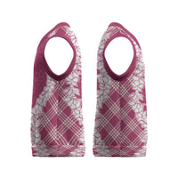 Hawaii Aloha Plumeria Lei Fuschia Palaka Christmas Knitted V-Neck Vest - Polynesian Pride