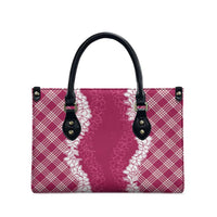 Hawaii Aloha Plumeria Lei Fuschia Palaka Leather Bag - Polynesian Pride