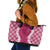 Hawaii Aloha Plumeria Lei Fuschia Palaka Leather Tote Bag - Polynesian Pride