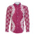 Hawaii Aloha Plumeria Lei Fuschia Palaka Long Sleeve Button Shirt - Polynesian Pride