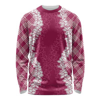 Hawaii Aloha Plumeria Lei Fuschia Palaka Long Sleeve Shirt LT7 Unisex Fuschia - Polynesian Pride
