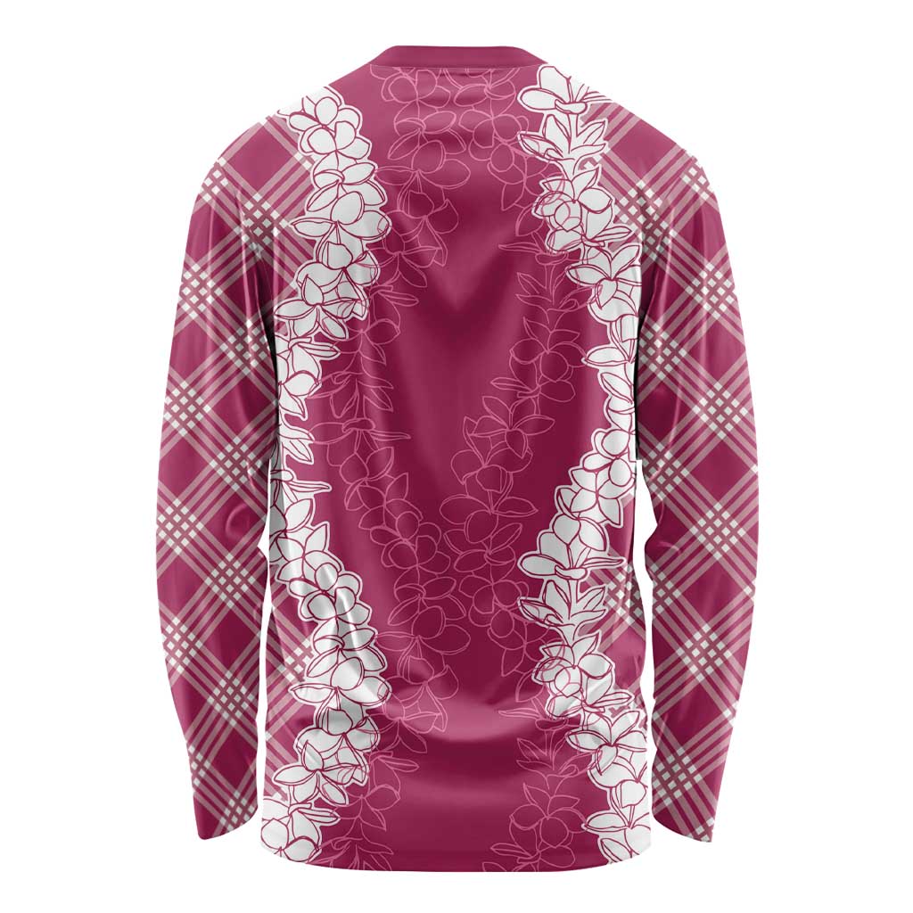 Hawaii Aloha Plumeria Lei Fuschia Palaka Long Sleeve Shirt LT7 - Polynesian Pride