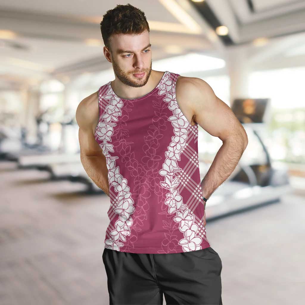 Hawaii Aloha Plumeria Lei Fuschia Palaka Men Tank Top LT7 Fuschia - Polynesian Pride