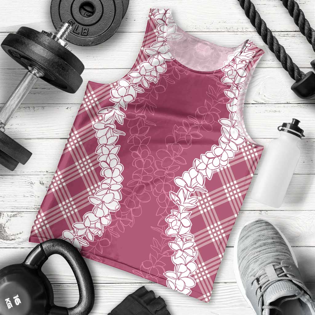 Hawaii Aloha Plumeria Lei Fuschia Palaka Men Tank Top LT7 - Polynesian Pride