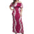 Hawaii Aloha Plumeria Lei Fuschia Palaka Off Shoulder Maxi Dress - Polynesian Pride