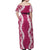 Hawaii Aloha Plumeria Lei Fuschia Palaka Off Shoulder Maxi Dress - Polynesian Pride