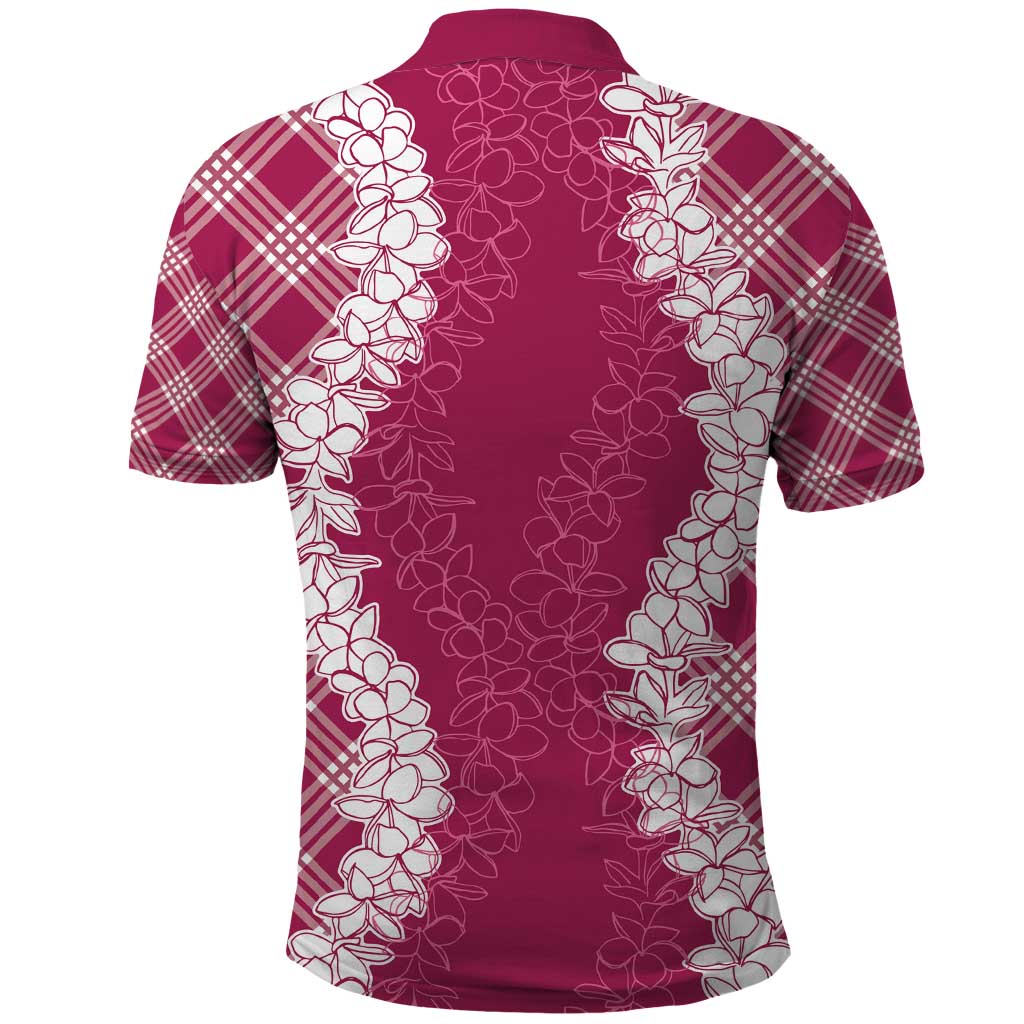 Hawaii Aloha Plumeria Lei Fuschia Palaka Polo Shirt - Polynesian Pride