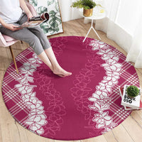 Hawaii Aloha Plumeria Lei Fuschia Palaka Round Carpet LT7 - Polynesian Pride