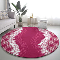 Hawaii Aloha Plumeria Lei Fuschia Palaka Round Carpet LT7 - Polynesian Pride