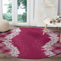 Hawaii Aloha Plumeria Lei Fuschia Palaka Round Carpet LT7 - Polynesian Pride