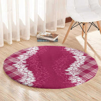 Hawaii Aloha Plumeria Lei Fuschia Palaka Round Carpet LT7 - Polynesian Pride