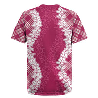 Hawaii Aloha Plumeria Lei Fuschia Palaka Rugby Jersey - Polynesian Pride