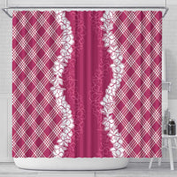 Hawaii Aloha Plumeria Lei Fuschia Palaka Shower Curtain - Polynesian Pride