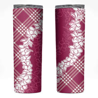 Hawaii Aloha Plumeria Lei Fuschia Palaka Skinny Tumbler - Polynesian Pride