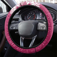 Hawaii Aloha Plumeria Lei Fuschia Palaka Steering Wheel Cover - Polynesian Pride
