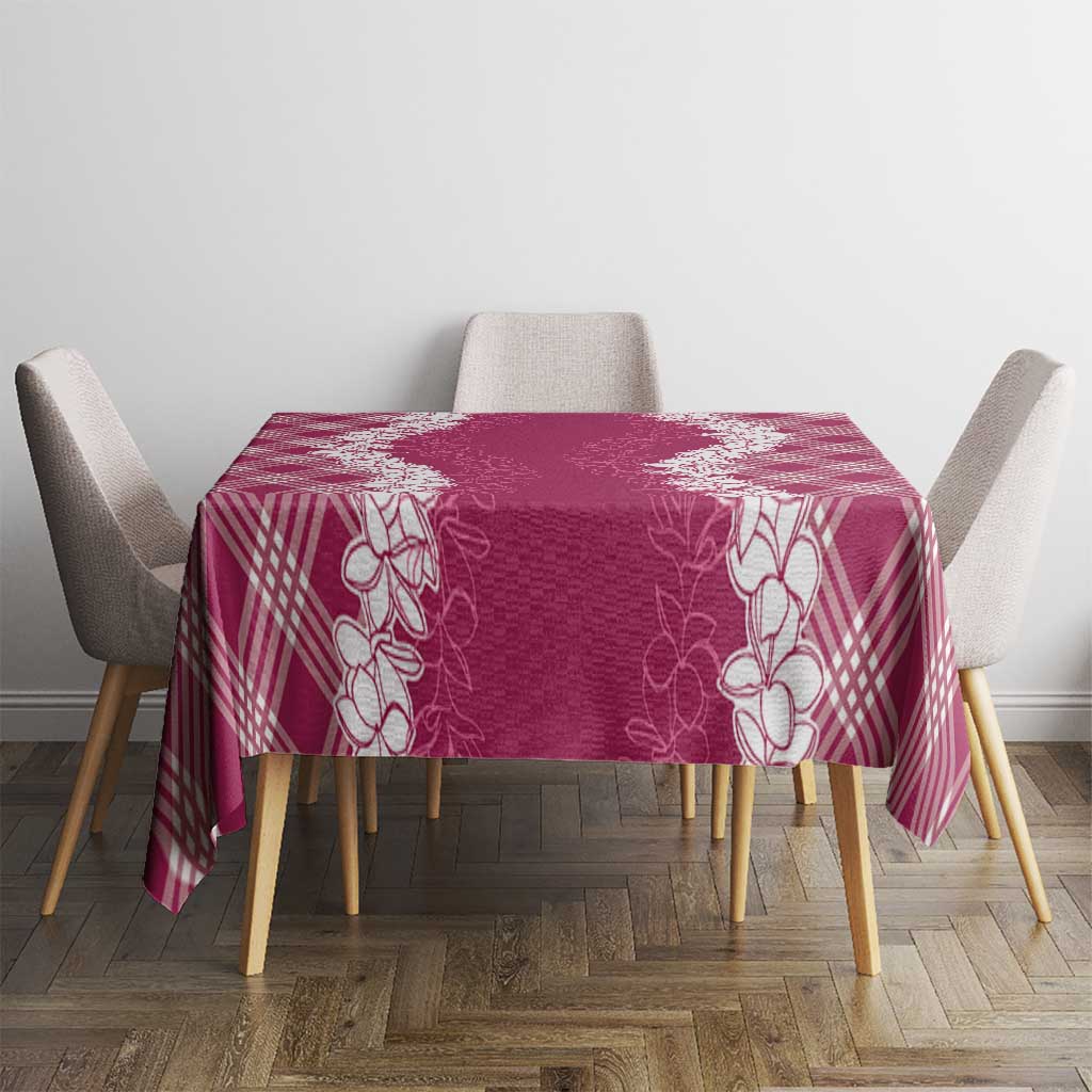 Hawaii Aloha Plumeria Lei Fuschia Palaka Tablecloth - Polynesian Pride