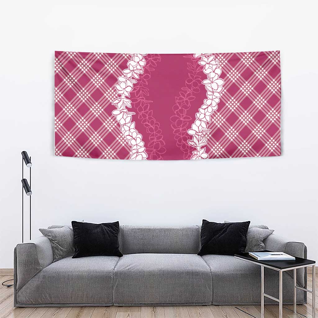 Hawaii Aloha Plumeria Lei Fuschia Palaka Tapestry - Polynesian Pride
