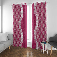 Hawaii Aloha Plumeria Lei Fuschia Palaka Window Curtain - Polynesian Pride