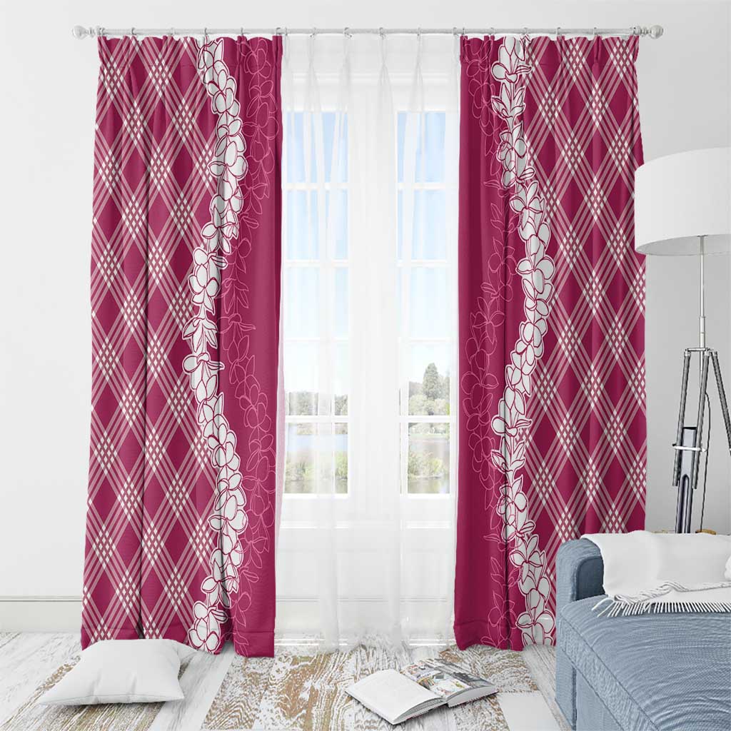 Hawaii Aloha Plumeria Lei Fuschia Palaka Window Curtain - Polynesian Pride