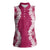 Hawaii Aloha Plumeria Lei Fuschia Palaka Women Sleeveless Polo Shirt - Polynesian Pride