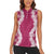 Hawaii Aloha Plumeria Lei Fuschia Palaka Women Sleeveless Polo Shirt - Polynesian Pride