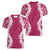 Hawaii Aloha Plumeria Lei Fuschia Palaka Women V-Neck T-Shirt - Polynesian Pride