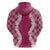 Hawaii Aloha Plumeria Lei Fuschia Palaka Zip Hoodie - Polynesian Pride