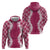 Hawaii Aloha Plumeria Lei Fuschia Palaka Zip Hoodie - Polynesian Pride
