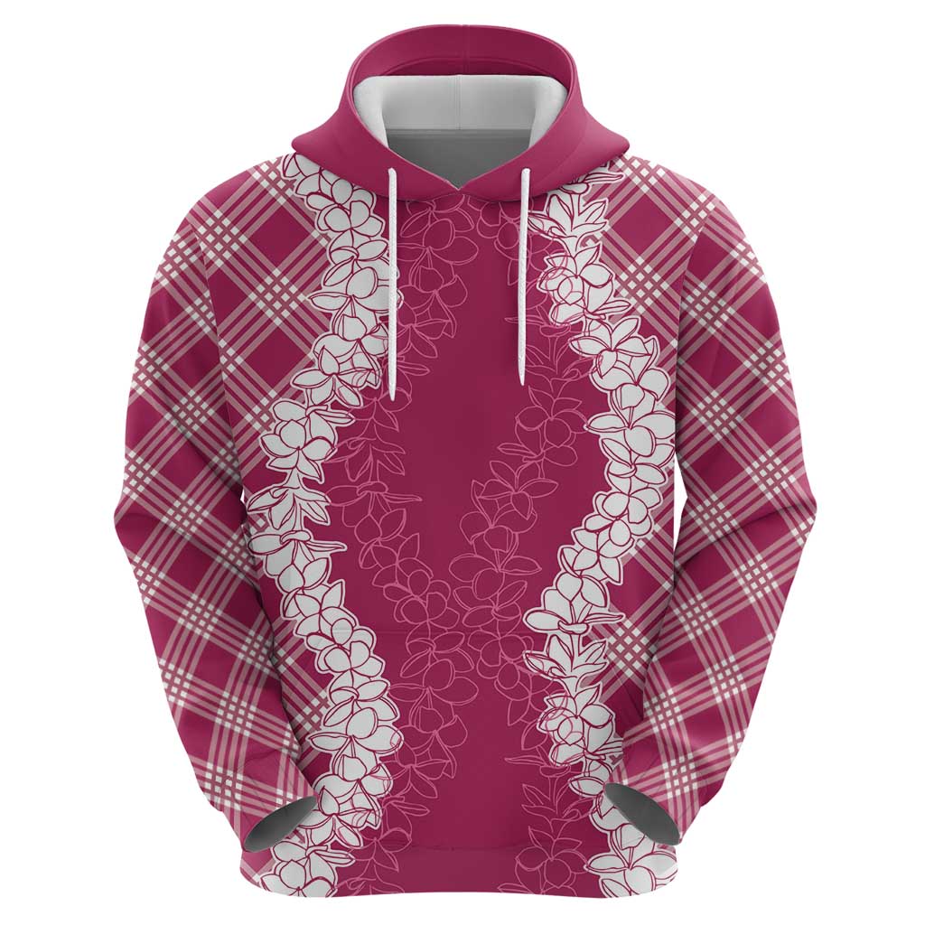 Hawaii Aloha Plumeria Lei Fuschia Palaka Zip Hoodie - Polynesian Pride