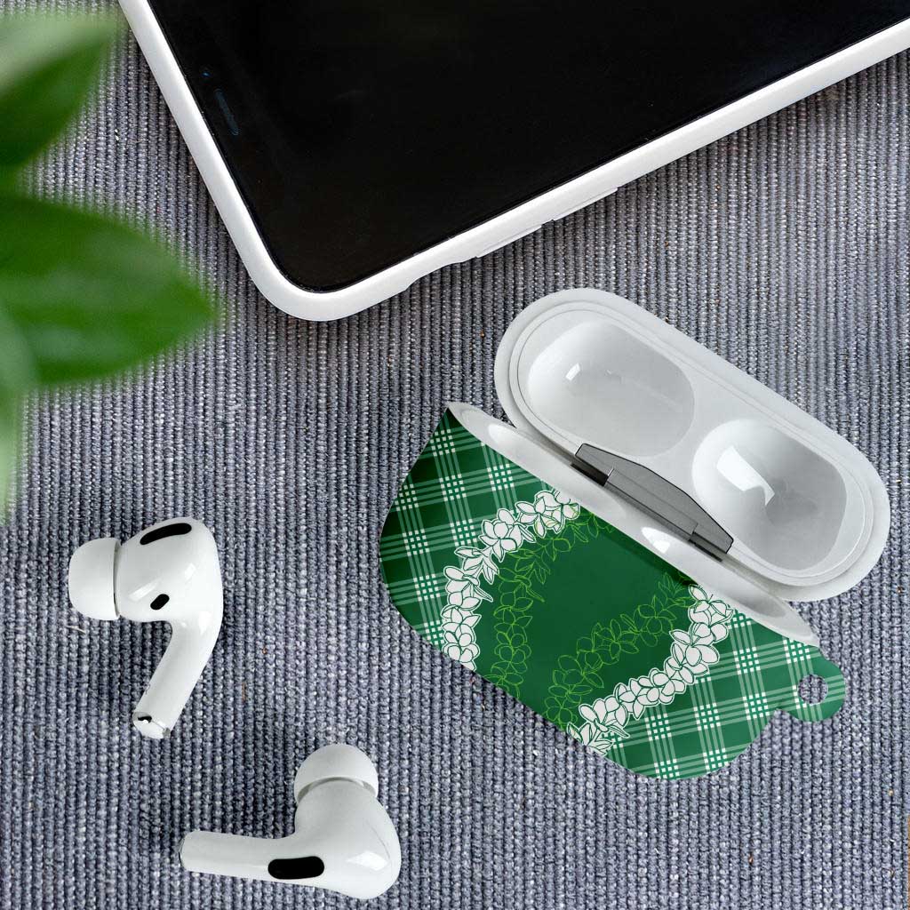 Hawaii Aloha Plumeria Lei Green Palaka AirPods Case - Polynesian Pride